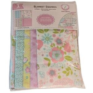 Land of Whimzie Baby Blanket Kit Fabric & Iron On Flower Butterflies Birds - New